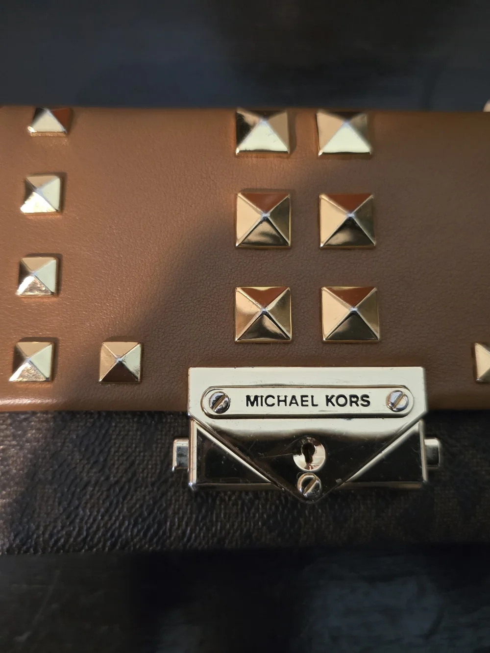Michael Kors Tan Studded Logo Wallet